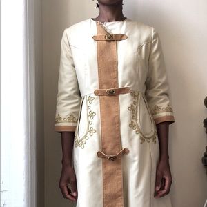 Vintage White & Tan Suede 3/4 Sleeve Coat